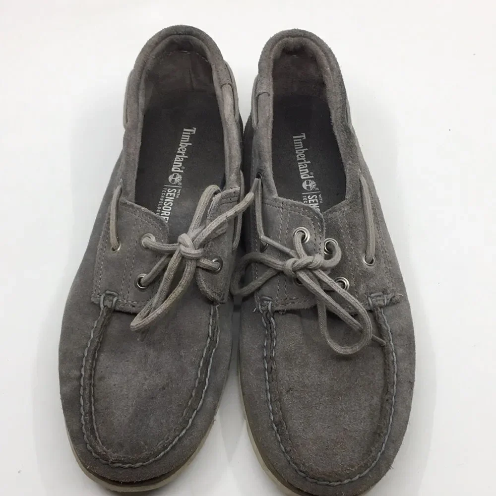 Timberland Gray Suede Boat Shoes Loafers with SensorFlex Technology size 9
